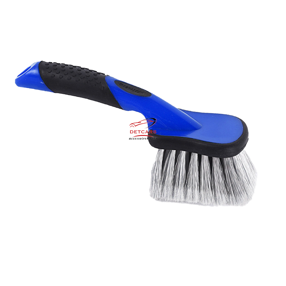 Brosse grande taille pour jantes et pneus – nettoyez en profondeur sans rayer. Poils doux, manche ergonomique, idéale pour jantes polies, peintes ou chromées. 11,99 €, dispo sur DetCars.