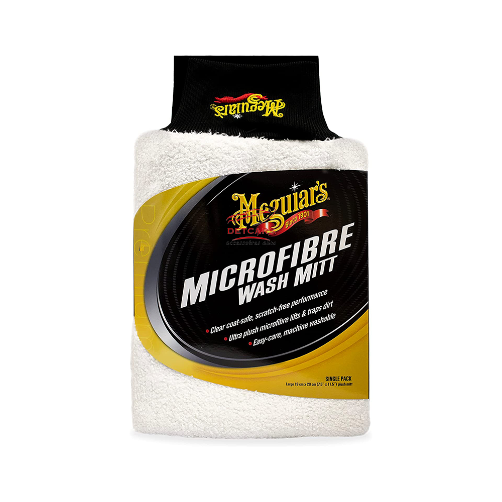Gant de lavage ULTIME de chez Meguiar's en microfibre est l'un des plus performant . Il est doux, particulièrement épais et ne peluche absolument pas. Sans risque de rayure grâce à sa structure microfibrée