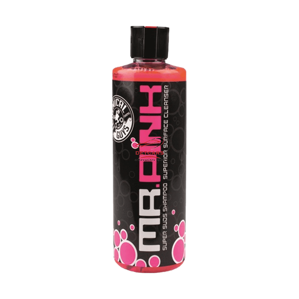 Le shampooing Mr. Pink de chez Chemical-guys est un shampooing restaurant la brillance de votre véhicule . Il procurera une mousse épaisse lors du lavage afin d'éviter les marques et rayures lors du lavage . Les autres shampooings d'entretien et les savons de lavage traditionnels sont souvent trop forts, décapant la cire et tachant les pièces en plastique et en caoutchouc.