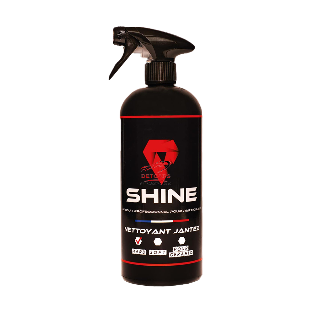 Nettoyant jantes HARD de la marque SHINE . Nettoie en profondeur vos jantes . Produit très puissant . Supprime la poussière de freins, le goudron, le film routier la graisse, l’huile ...