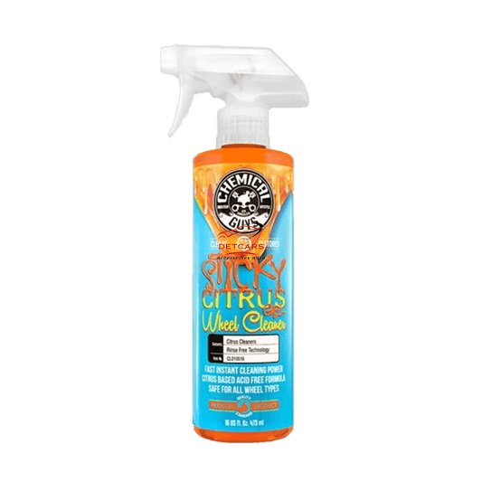 Le nettoyant jantes Sticky citrus gel de chez Chemical-guys enlève en profondeur vos roues contre la saleté , poussière de frein ... tout en redonnant un éclat brillant à vos jantes . C'est un nettoyant jantes non décontaminant ferreux . Il s'accroche aux roues et aux surfaces verticales, mettant en suspension la saleté, la poussière de frein, l'huile et la saleté, puis les soulevant de la roue en toute sécurité et en douceur.