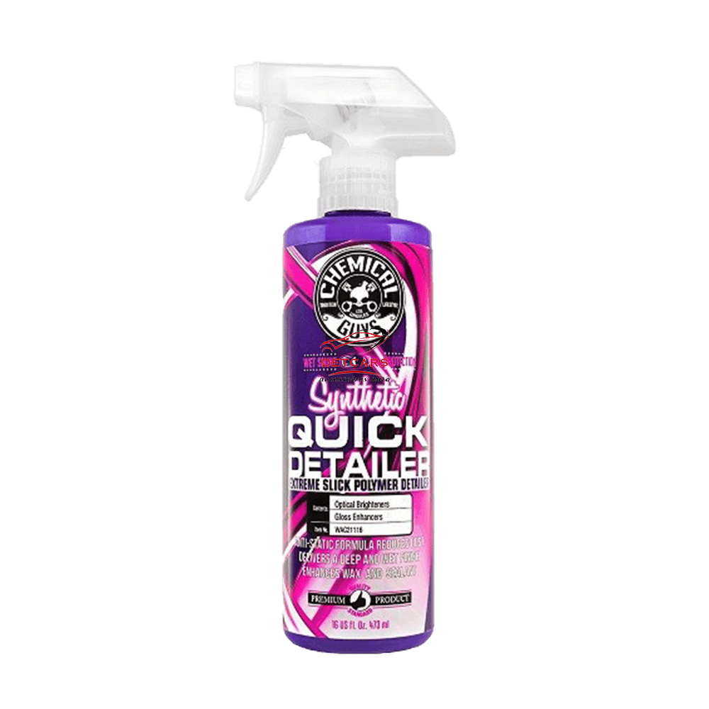 Le Quick-detailer extreme synthetic de chez chemical-guys est un produit de finition à appliquer après le lavage de votre carrosserie . Il apportera une brillance humide à votre carrosserie et permettra d'entretenir vos cires ou céramiques . Permet également de retarder le dépot de poussière et de saleté .