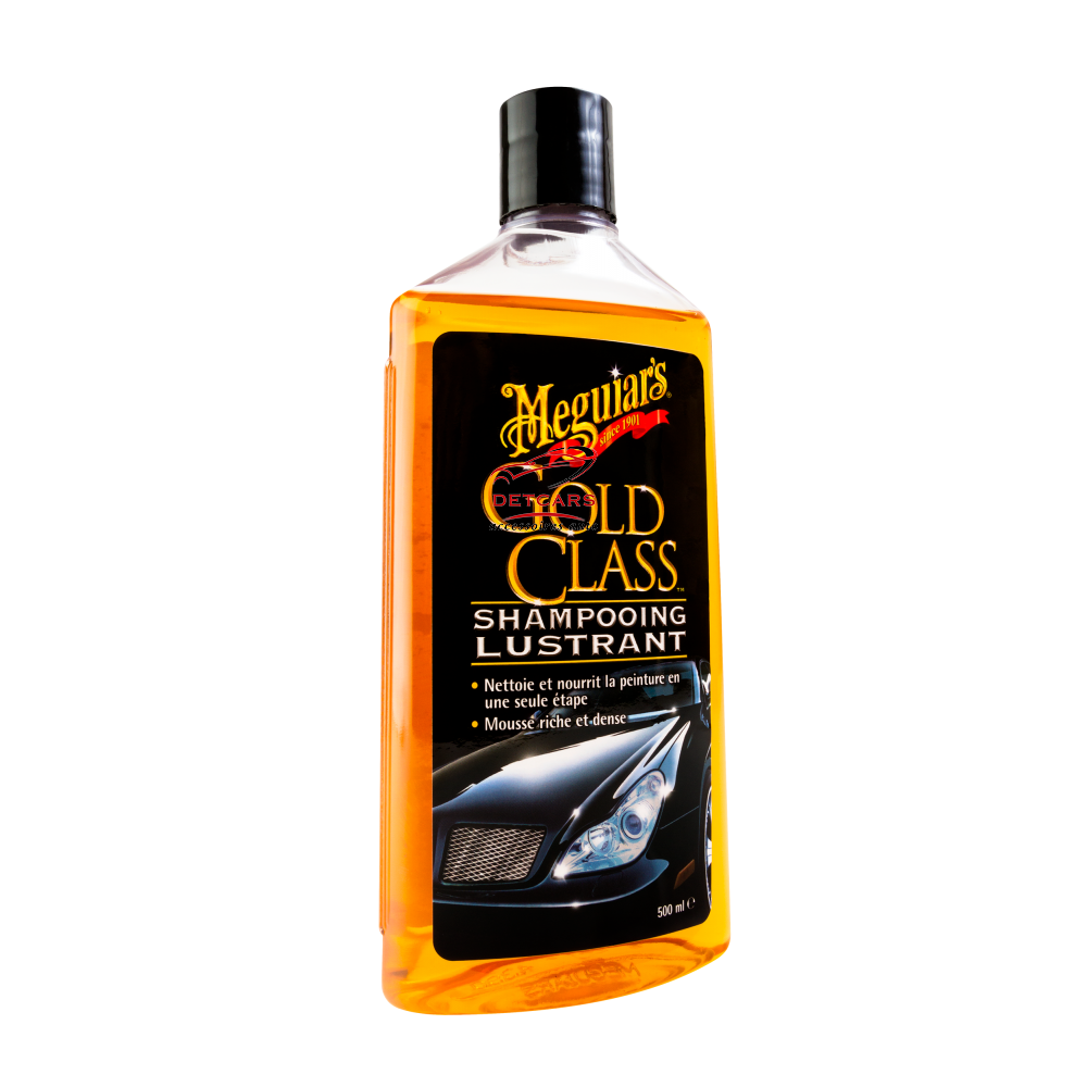 Le shampooing Gold glass Meguir's est un shampooing lustrant ( soft ) qui va nourrir le vernis et laissent une surface lisse afin de permettre à l'eau de glisser sur la surface . Il procurera une mousse épaisse et décollera en douceur la crasse et le film routier tout en laissant une finition brillante grace au agents lustrants .