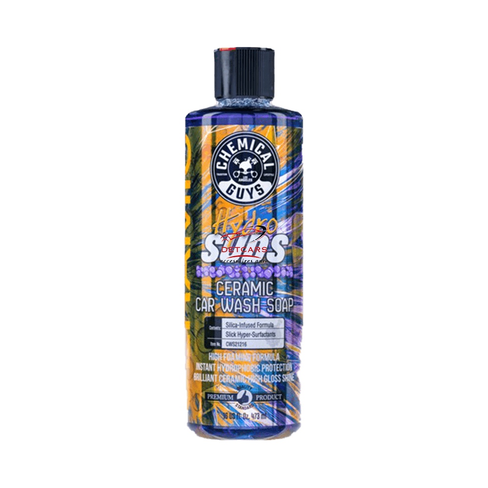 Le shampooing Hydrosuds ceramic carwash de chez Chemical-guys est un shampooing de finition et de protection à base de céramique . Chargé en SIO2 , il apportera une brillant et un éclat incroyable à votre carrosserie ainsi qu'une protection hydrophobe .
