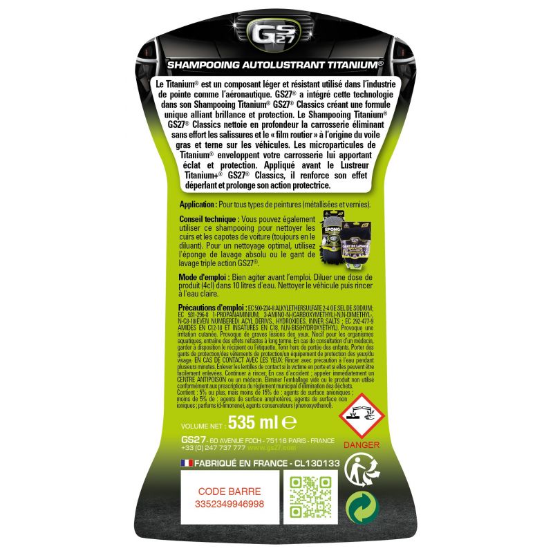 Shampooing autolustrant titanium GS27 500ml