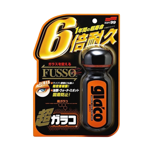 Le ultra GLACO de chez Soft99 est un traitement hautement hydrophobe longue durée pour pare-brise et vitrage extérieur . Grâce à sa nouvelle formule à base de fluorine, Ultra Glaco apporte une grande protection au passage des essuie-glaces, à la poussière et au film routier allant jusqu'à 12 mois !