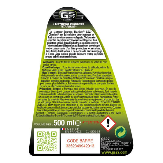 Lustreur express titanium GS27 500ml