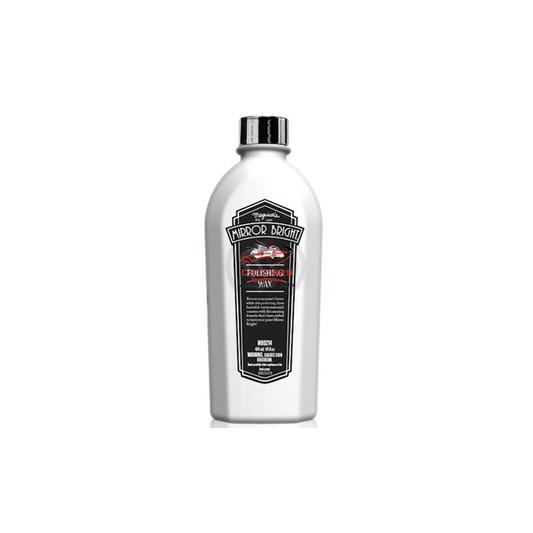 Sahmpooing mirror bright de chez Meguiar's à base de carnauba . La formulation à base de lait de carnauba permet de laver le véhicule, mais aussi de renforcer la brillance de la peinture