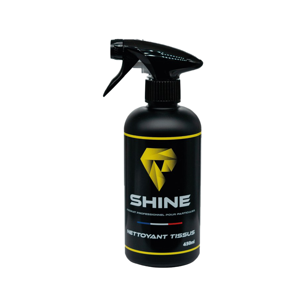 Nettoyant tissus de chez Shine . Permet d'obtenir un bon pouvoir mouillant sur la surface traitée, émulsionnant la saleté. La pénétration dans le tissu de substrat est minime.