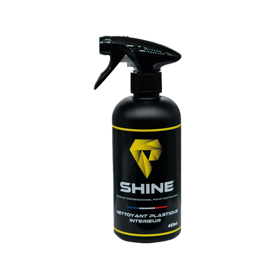 Nettoyant plastiques intérieur de chez Shine . Idéal pour retrouver l'éclat d'origine de vos plastiques intérieur . Très économique à l'emploi, produit à base d'eau ne contenant pas d'agent propulsif et ne produisant pas non plus de vapeur nocive