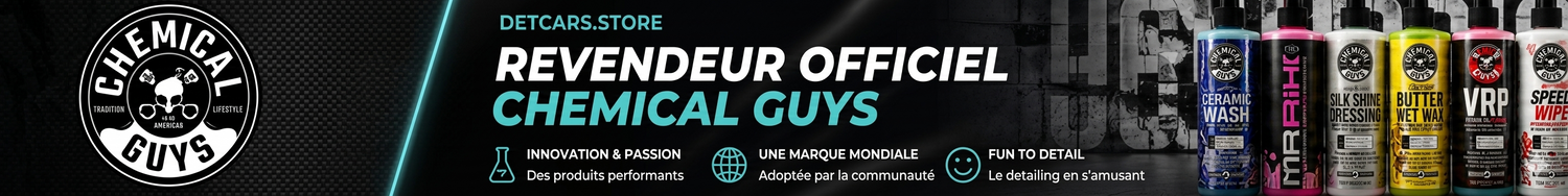 Bannière Detcars revendeur officiel des produits et accessoires Chemical Guys