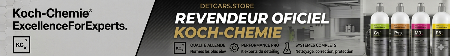 Bannière Detcars revendeur officiel des produits de detailing automobile Koch-Chemie