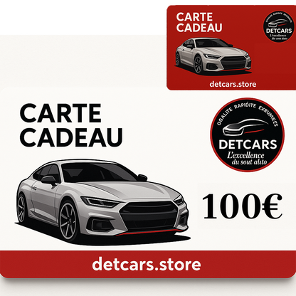 Carte Cadeau DETCARS
Offrez l’excellence du soin auto
Disponible en 10€ · 20€ · 30€ · 50€ · 100€
Valable 1 an – Code envoyé par mail
👉 Commandez maintenant sur detcars.store
