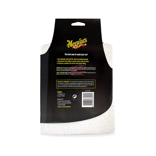 Gant de lavage ULTIME de chez Meguiar's en microfibre est l'un des plus performant . Il est doux, particulièrement épais et ne peluche absolument pas.  Sans risque de rayure grâce à sa structure microfibrée