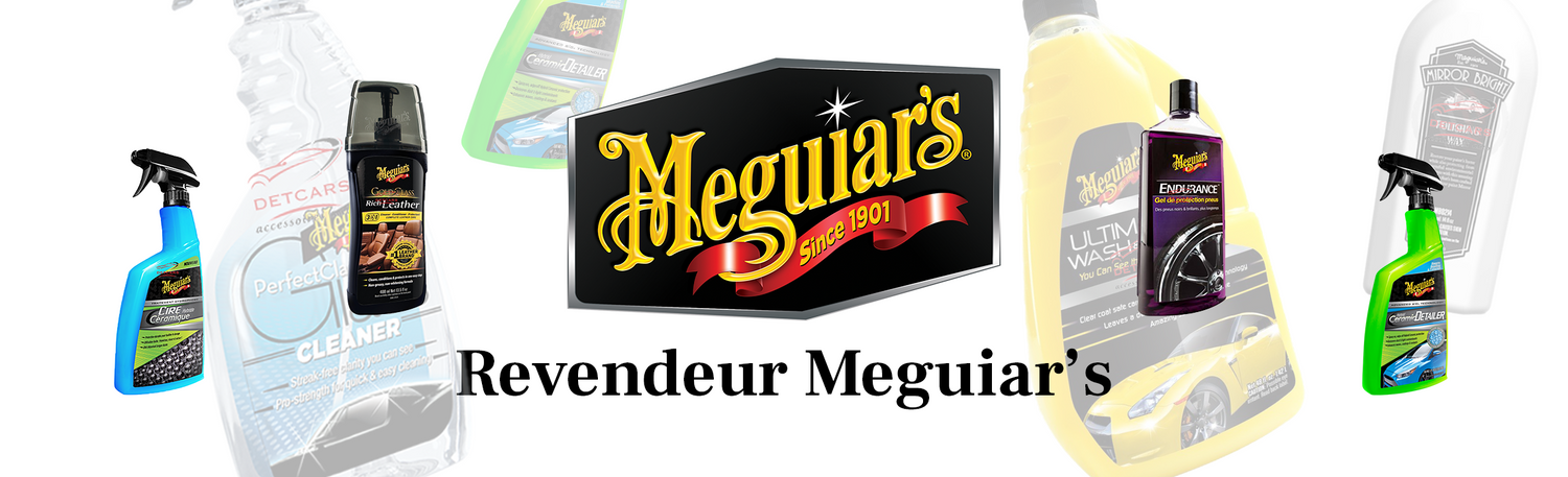 Catalogue complet Meguiar's France disponible sur DetCars : cires, polishs et accessoires.