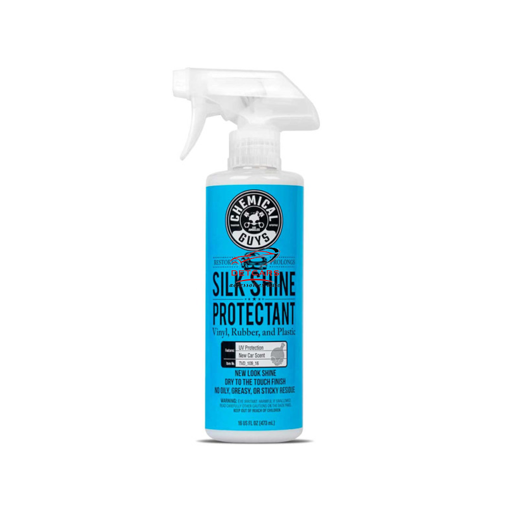 Le Silk Shine Protectant de Chemical Guys est un protecteur intérieur et extérieur spécialement conçu pour redonner un aspect propre, satiné et neuf aux surfaces en vinyle, caoutchouc et plastique de votre véhicule.